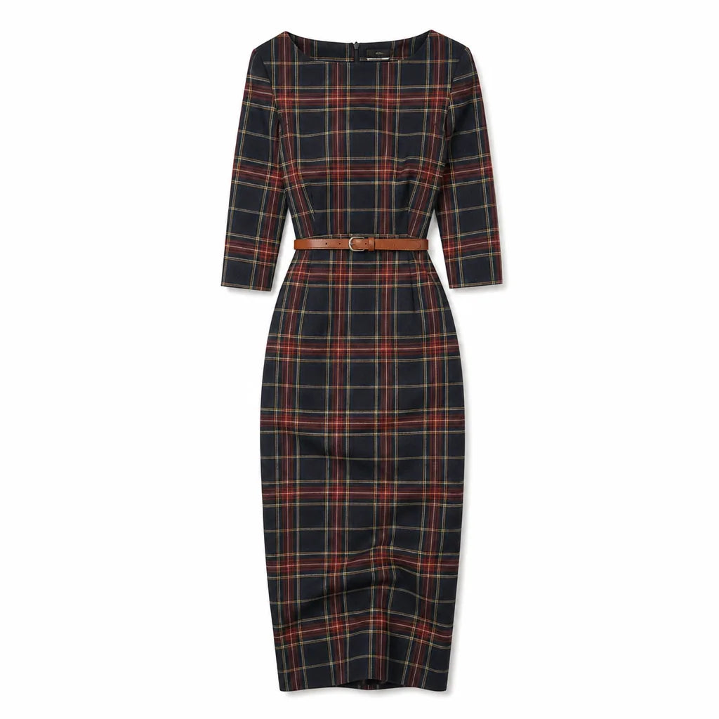 Claire Plaid Dress - Color:Black;Size:XS