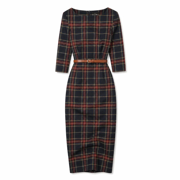 Claire Plaid Dress - Color:Black;Size:XS