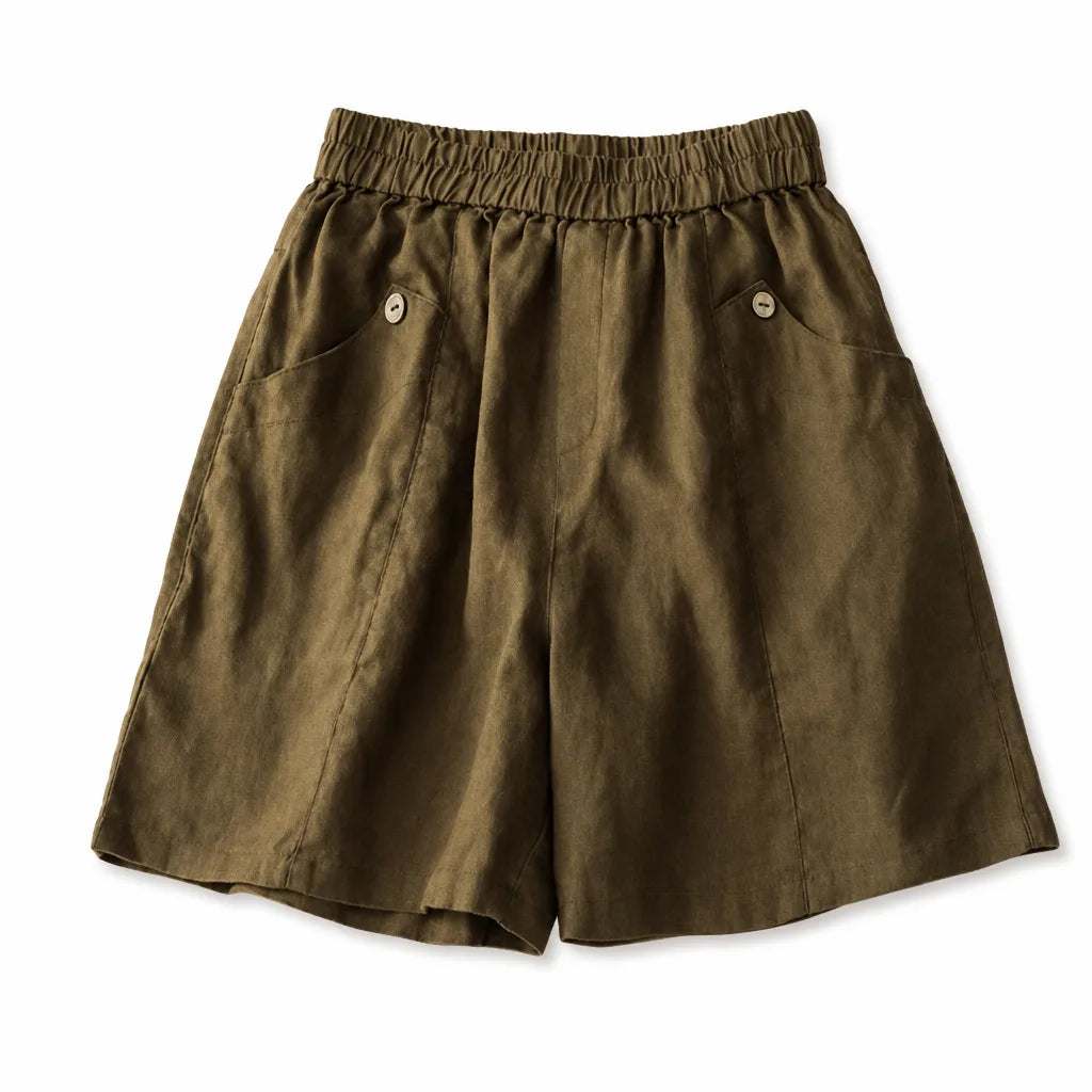 Claire Wide-Leg Shorts - Color:Coffee;Size:S