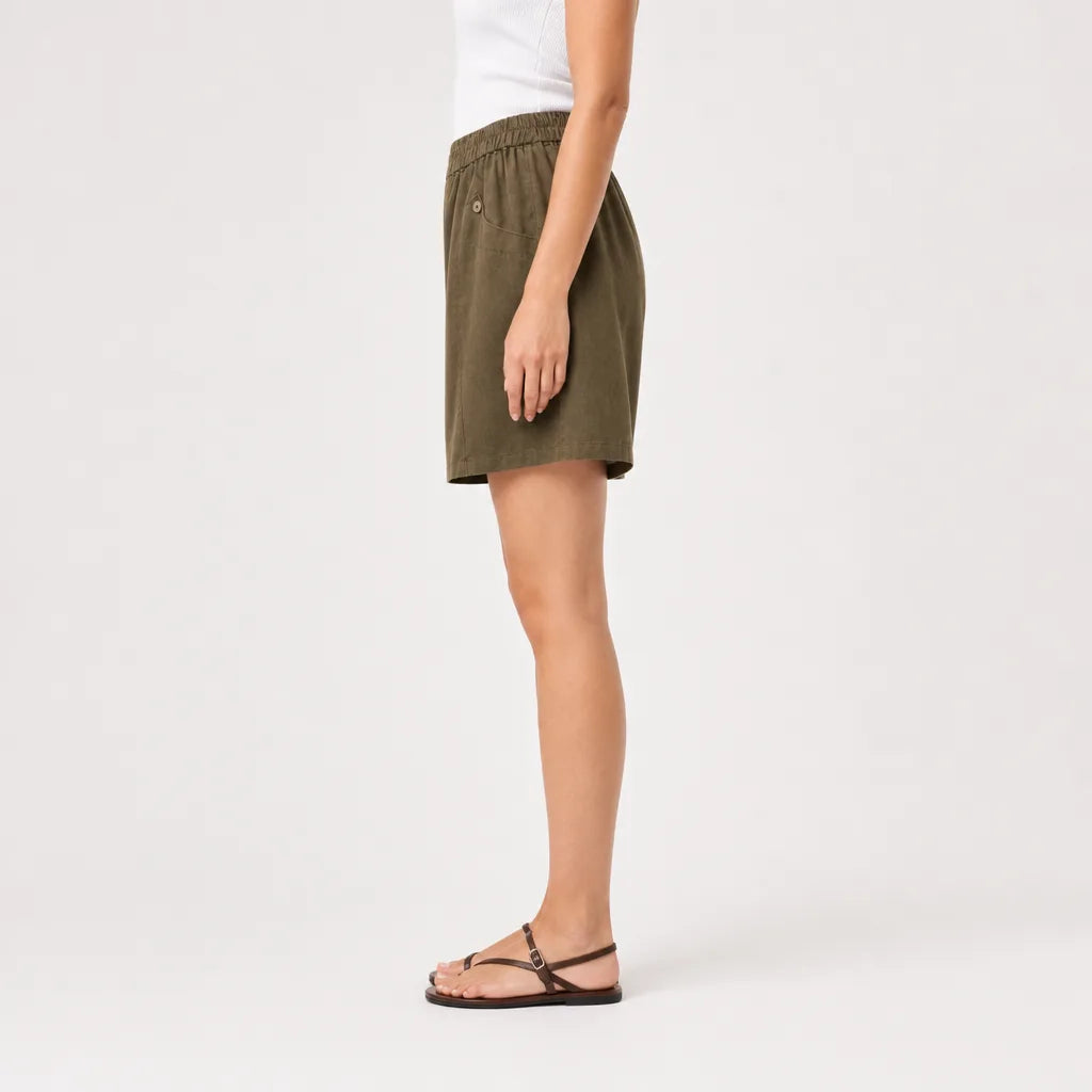 Women's Coffee Margaux Linen Wide-Leg Shorts