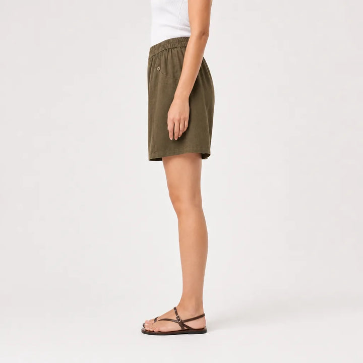 Women's Coffee Margaux Linen Wide-Leg Shorts
