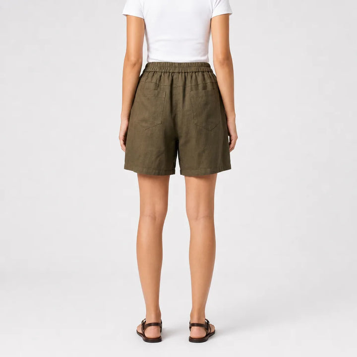 Women's Coffee Margaux Linen Wide-Leg Shorts