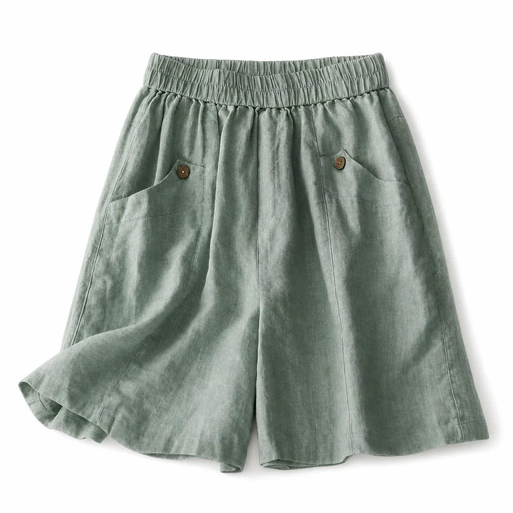 Claire Wide-Leg Shorts - Color:Green;Size:S