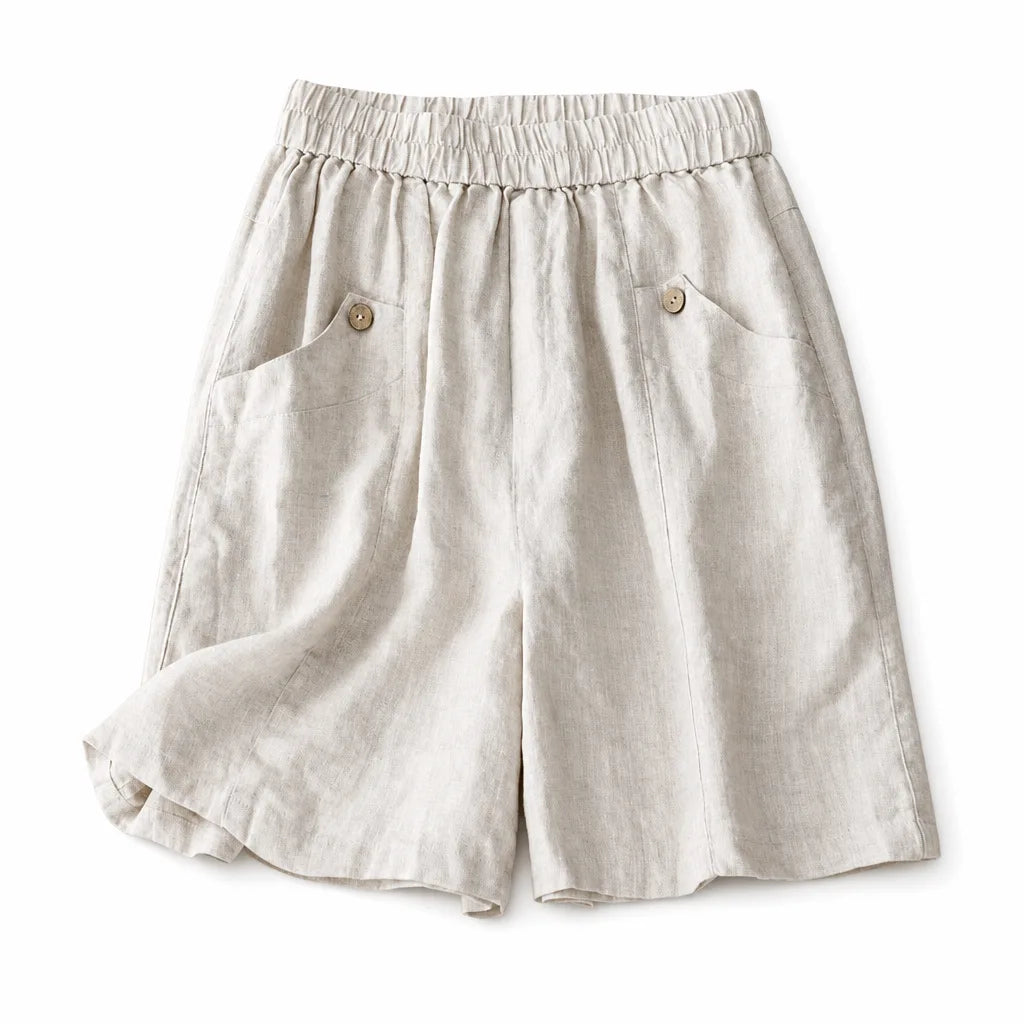 Claire Wide-Leg Shorts - Color:Natural;Size:S