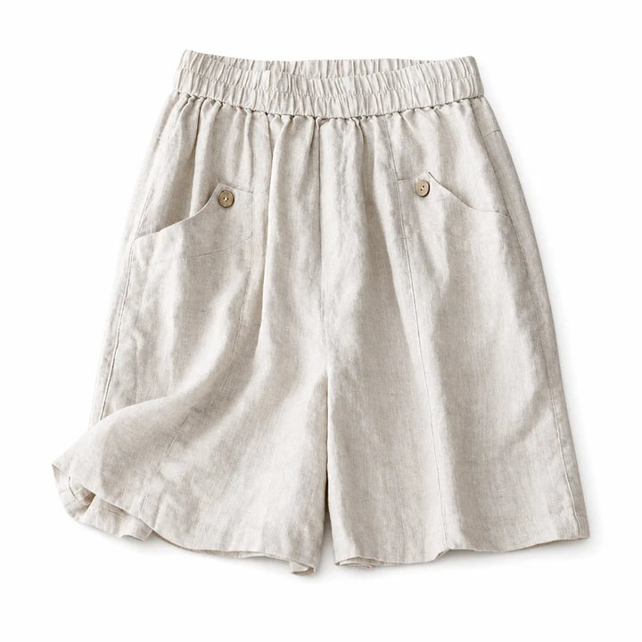 Claire Wide-Leg Shorts - Color:Natural;Size:S