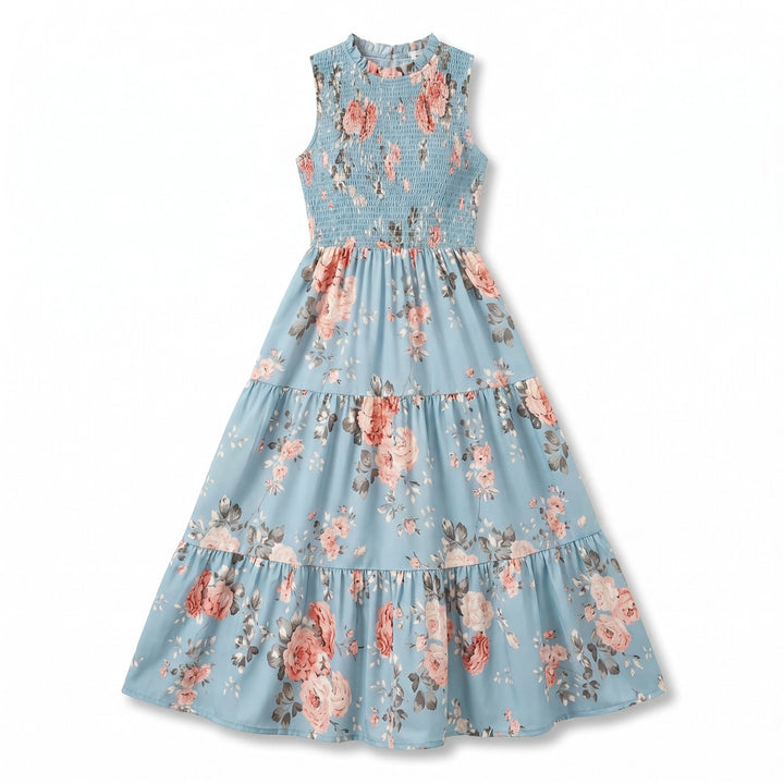 Cleo Floral Smocked Dress - Color:Blue Floral;Size:XS