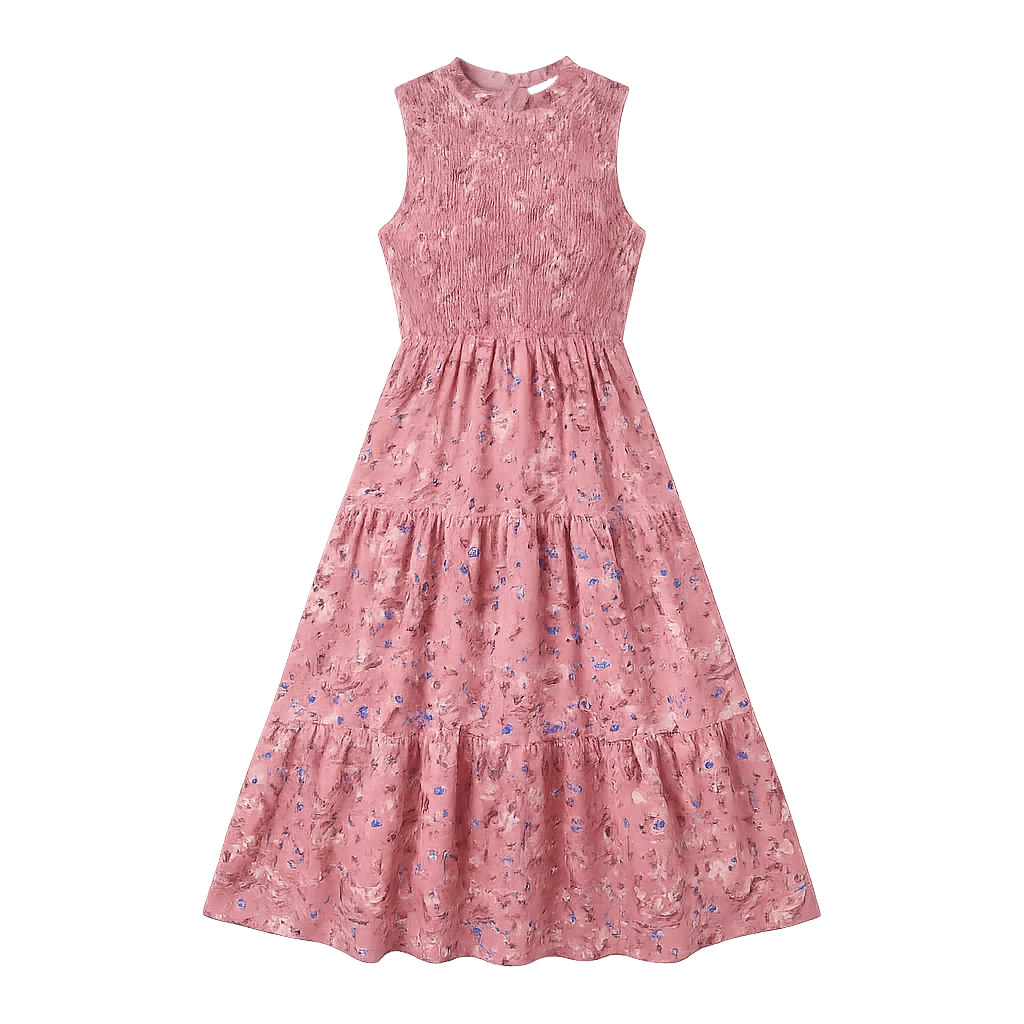 Cleo Floral Smocked Dress - Color:Dusty Pink Floral;Size:XS