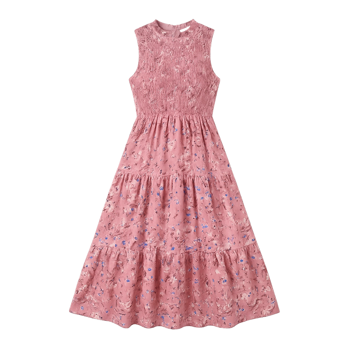 Cleo Floral Smocked Dress - Color:Dusty Pink Floral;Size:XS
