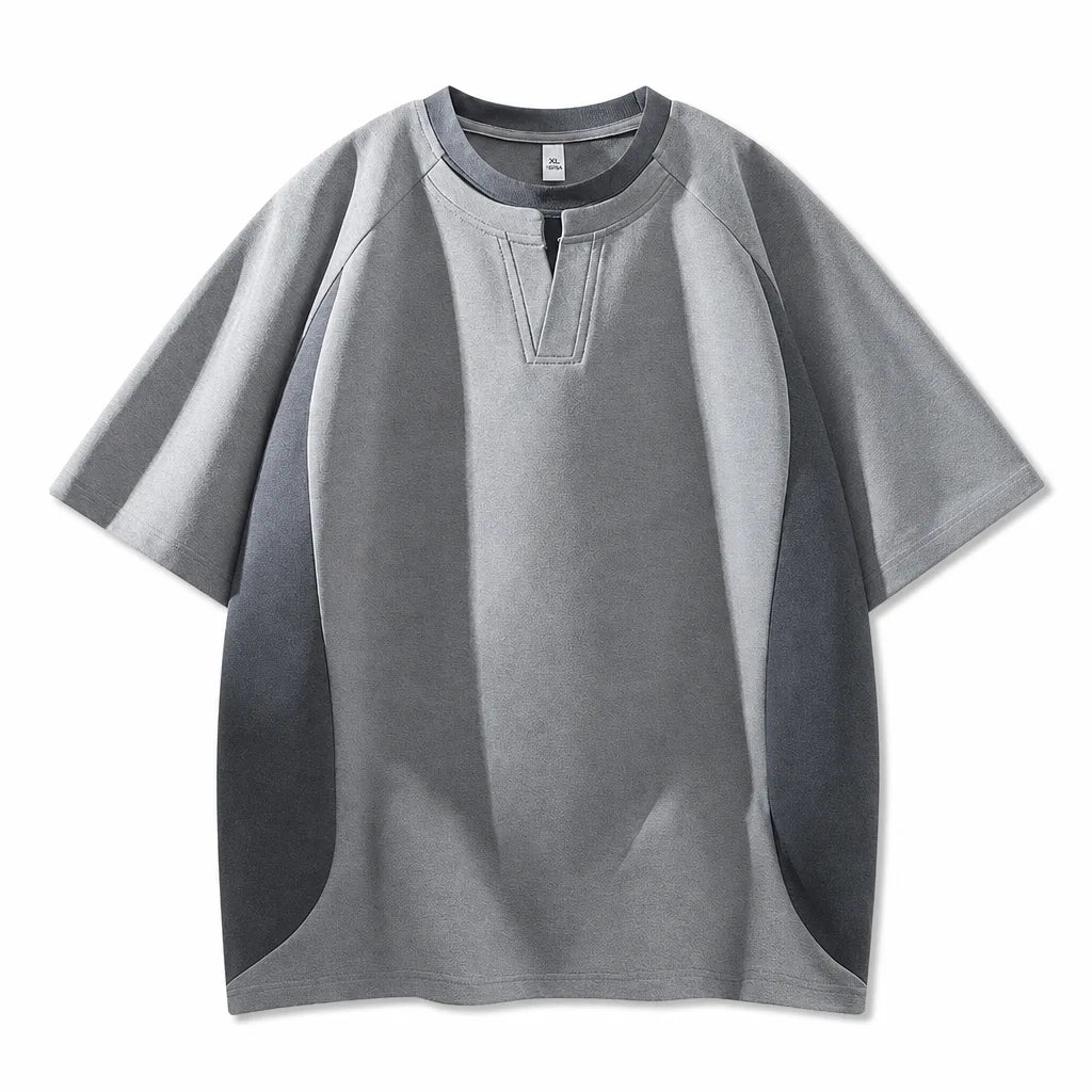 Men's Soft Gray Cleveland Colorblock V-Neck Tee