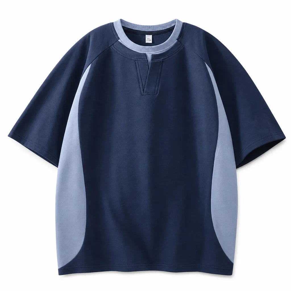 Men's Navy Cleveland Colorblock V-Neck Tee