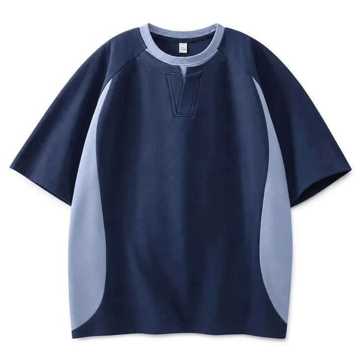 Men's Navy Cleveland Colorblock V-Neck Tee