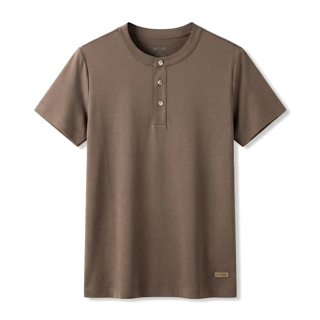 Coffee Julian Silk Blend Henley 1