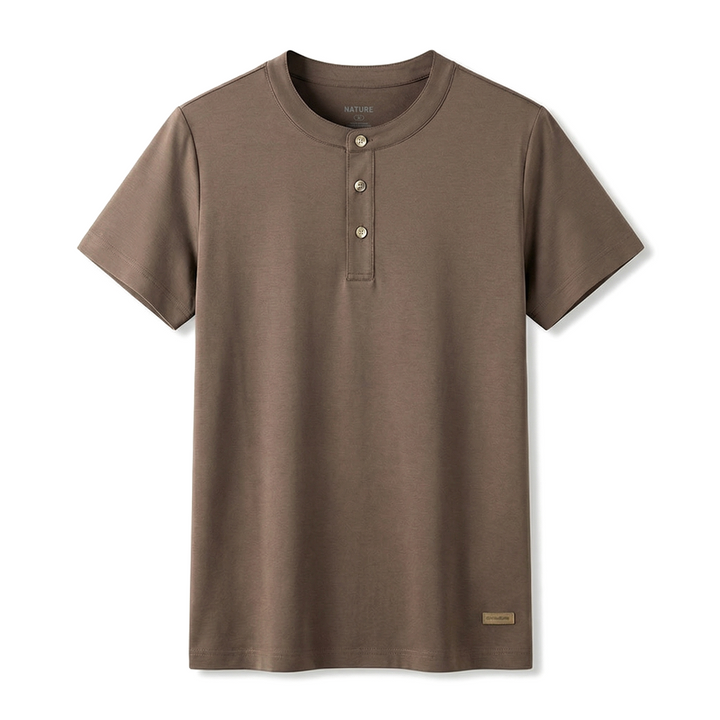 Coffee Julian Silk Blend Henley 1
