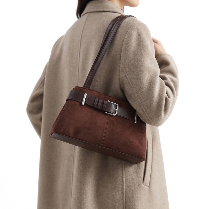 Coffee Sinclair Belted NY Designer Handbag 3
