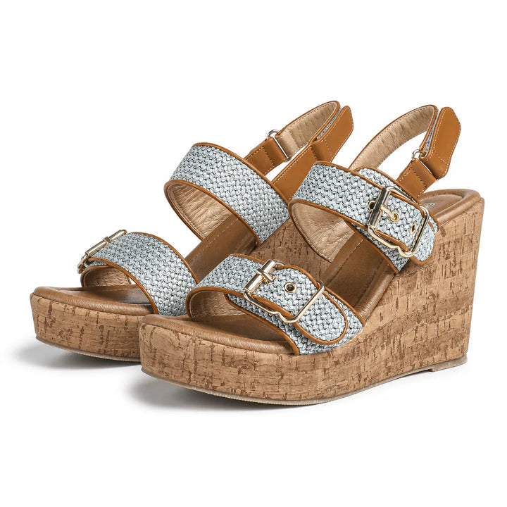 Colette Platform Wedge Sandals - Color:Blue;Size:36