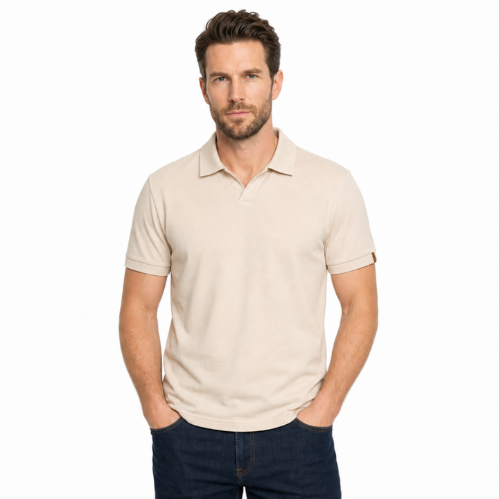 Jade V Neck Cotton Polo