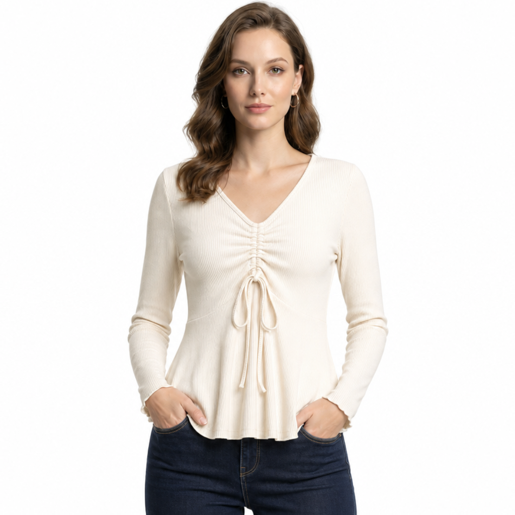 Serena Ruched V-Neck Top