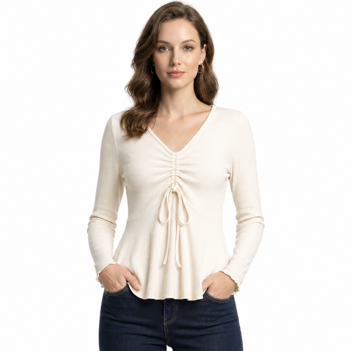 Serena Ruched V-Neck Top