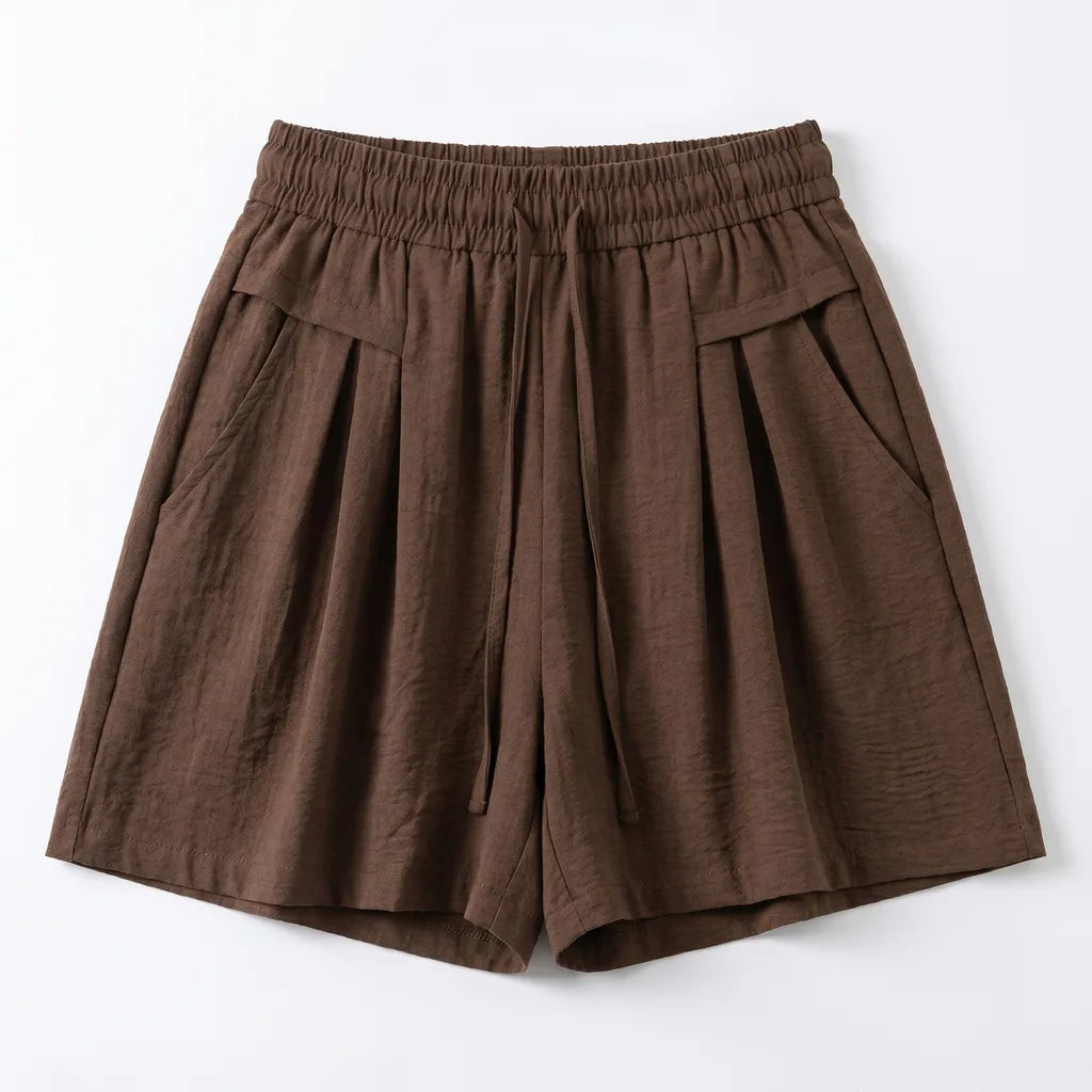 Cordelia Drawstring Bermuda Shorts - Color:Brown;Size:S