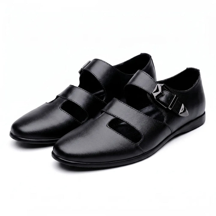 Men's Black Creighton Perforated Buckle Loafers