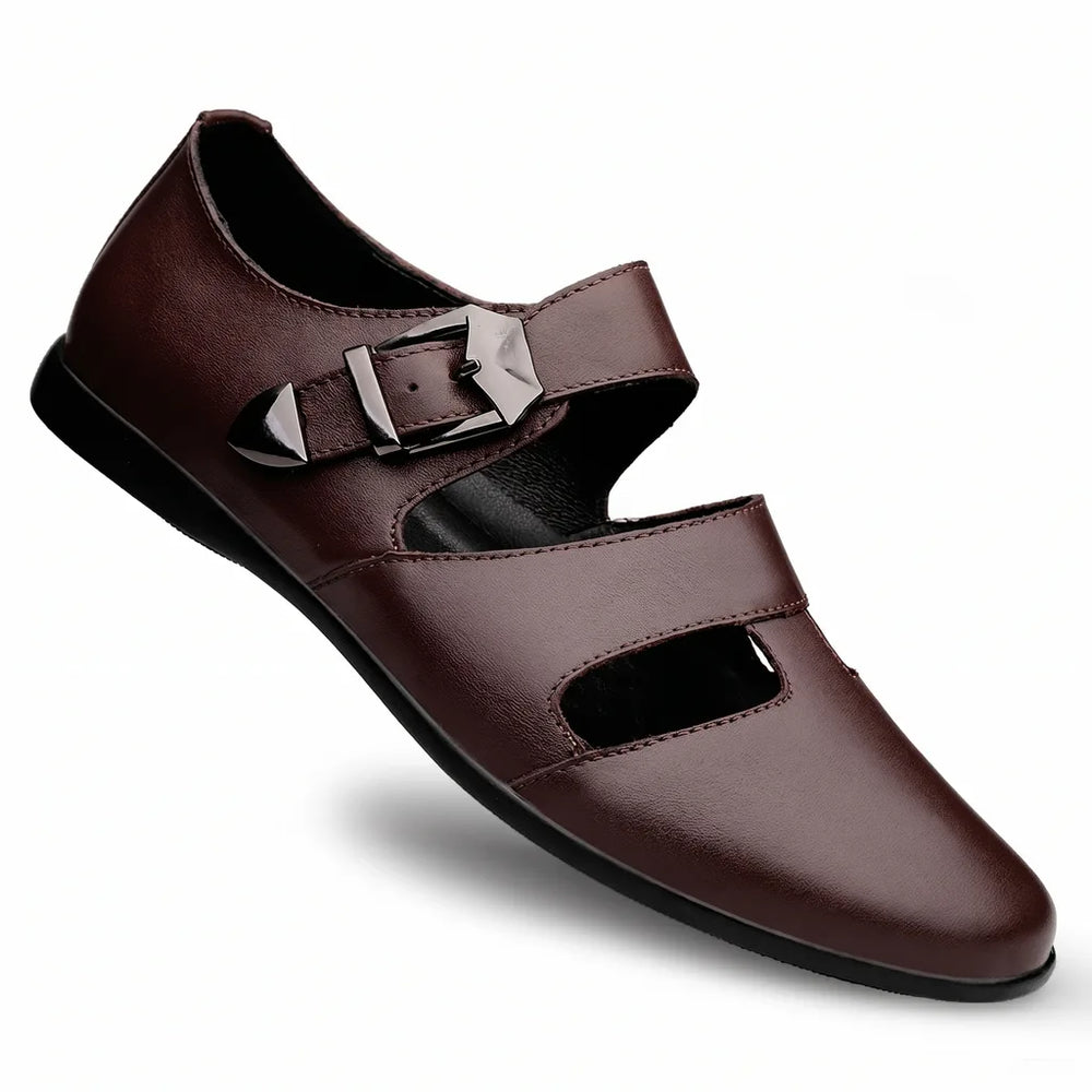 Men's Dark brown Creighton Perforated Buckle Loafers