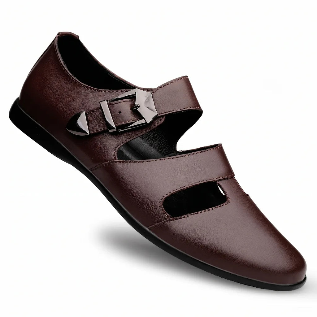 Men's Dark brown Creighton Perforated Buckle Loafers