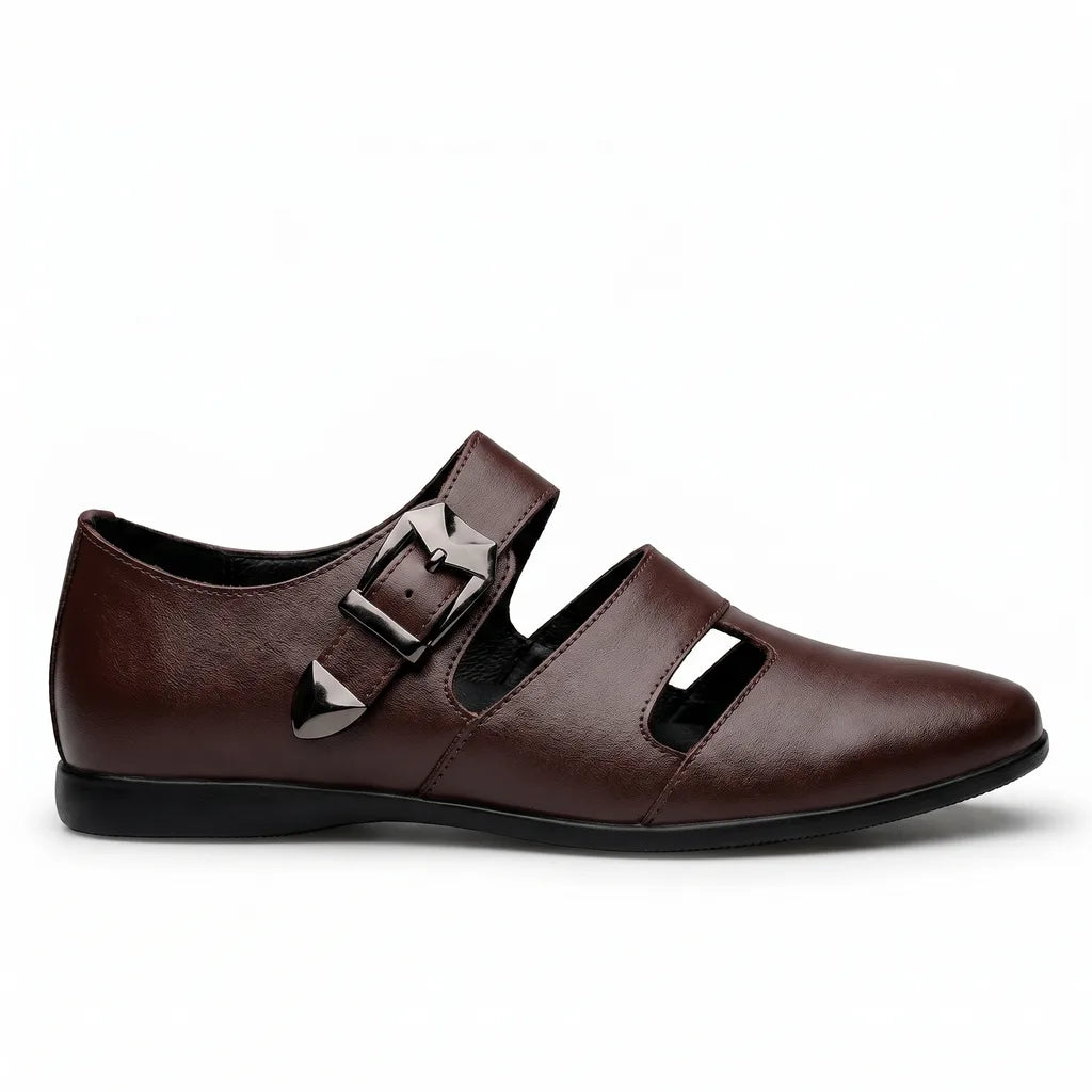 Men's Dark brown Creighton Perforated Buckle Loafers