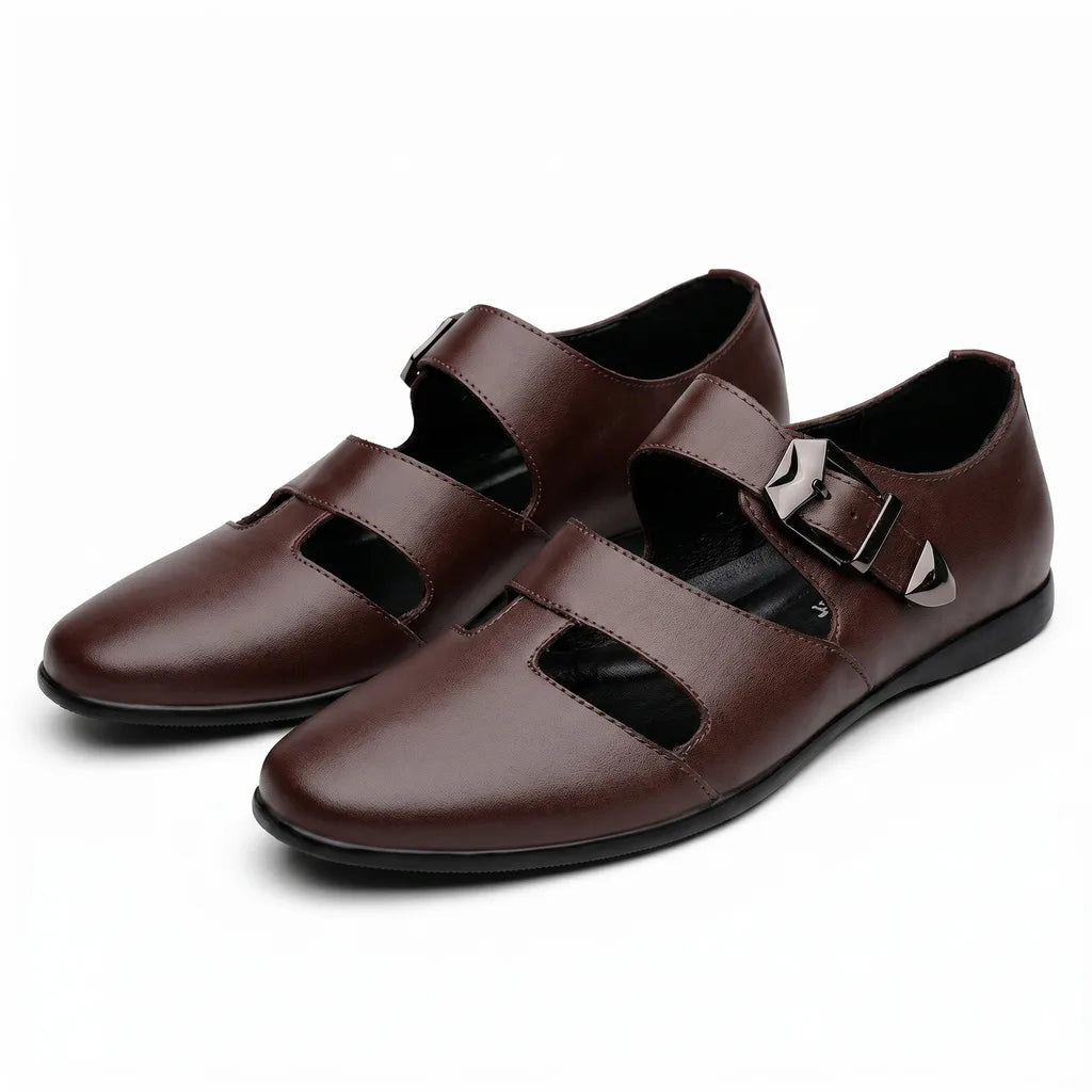 Men's Dark brown Creighton Perforated Buckle Loafers