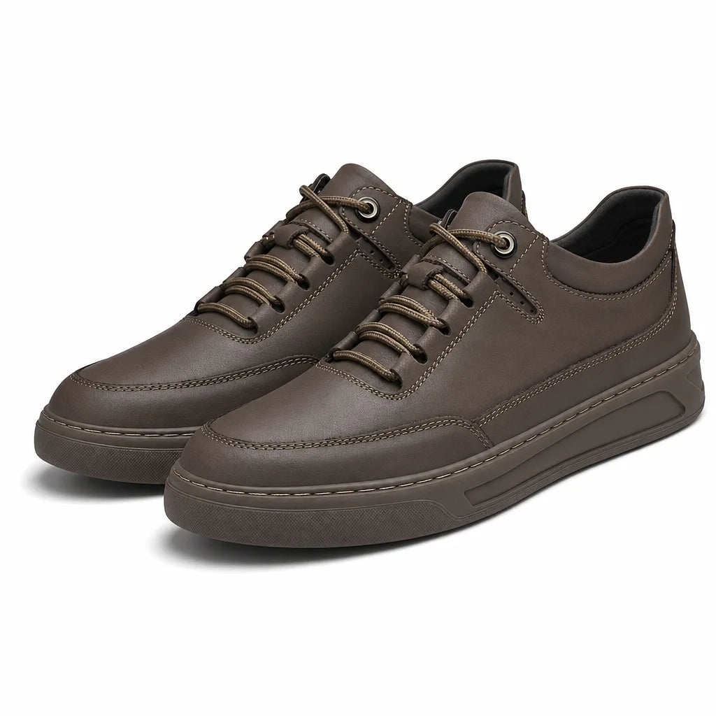 Curt Norwood Leather Sneakers - Color:Khaki;Size:38