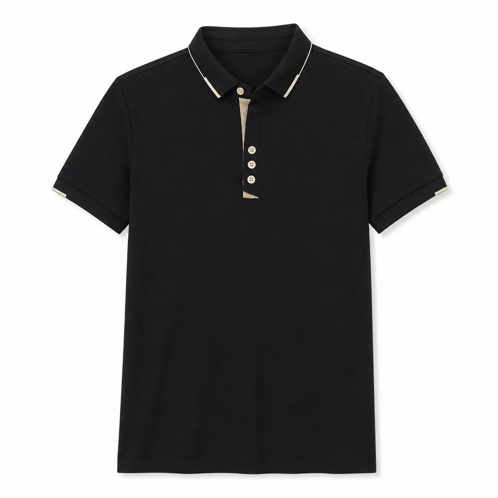 Daniel Cotton Polo Shirt - Color:Black;Size:S