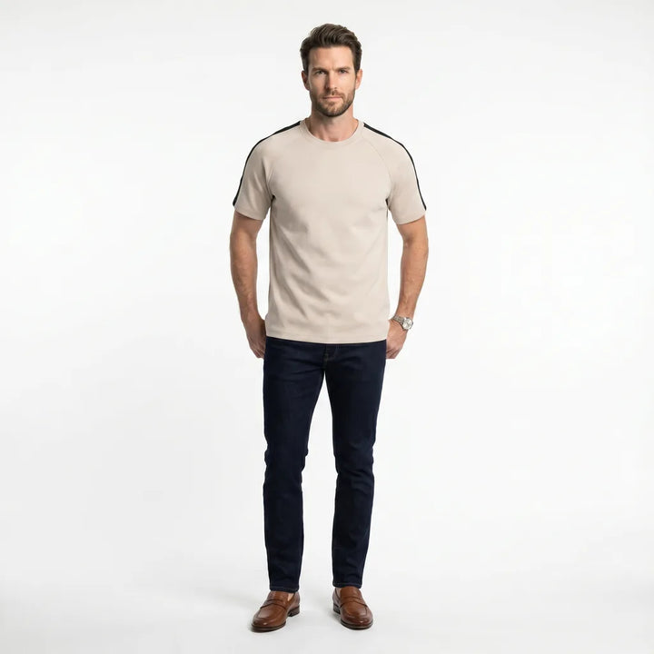 Men's D0906-Khaki Emilie Cotton Drop-Shoulder T-Shirt