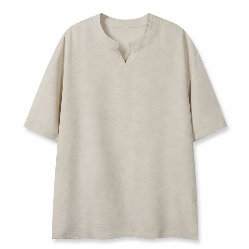 Daniel V-Neck T-Shirt - Color:Beige;Size:S