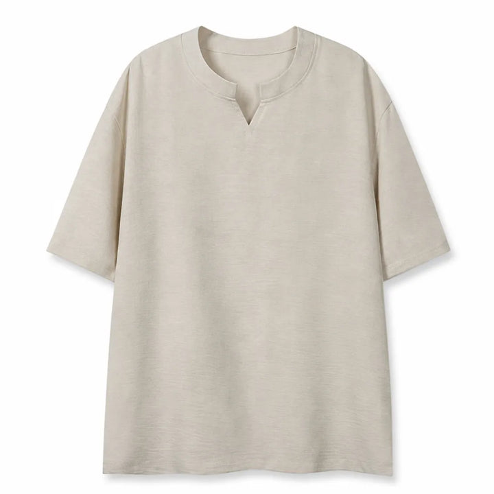 Daniel V-Neck T-Shirt - Color:Beige;Size:S
