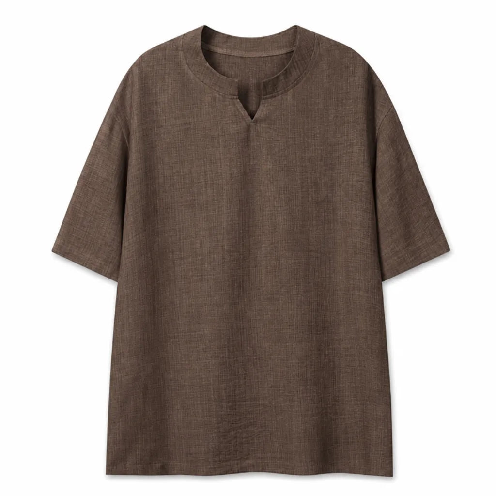 Daniel V-Neck T-Shirt - Color:Brown;Size:S