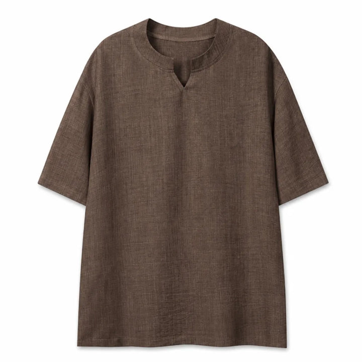 Daniel V-Neck T-Shirt - Color:Brown;Size:S