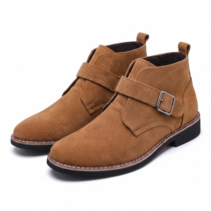 Samuel Leather Chelsea Boots - Color:Dark Brown;Size:39