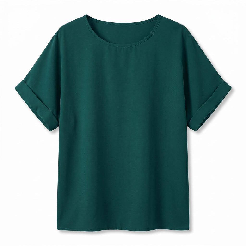 Maria Round Neck Top - Color:Dark green;Size:XL