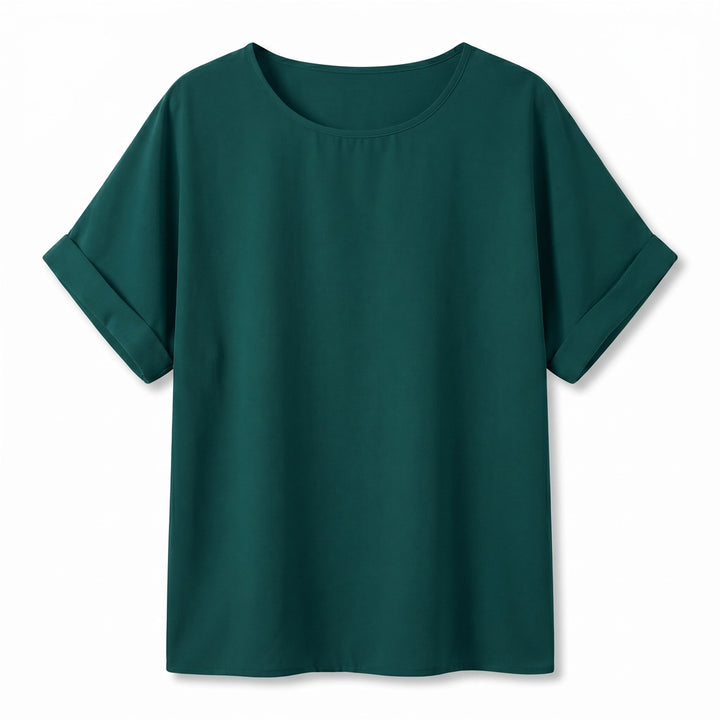 Maria Round Neck Top - Color:Dark green;Size:XL