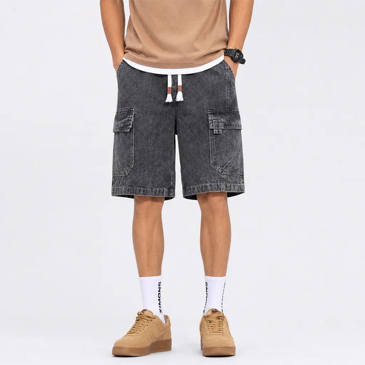 Men's Black gray Lipton Cotton Denim Shorts