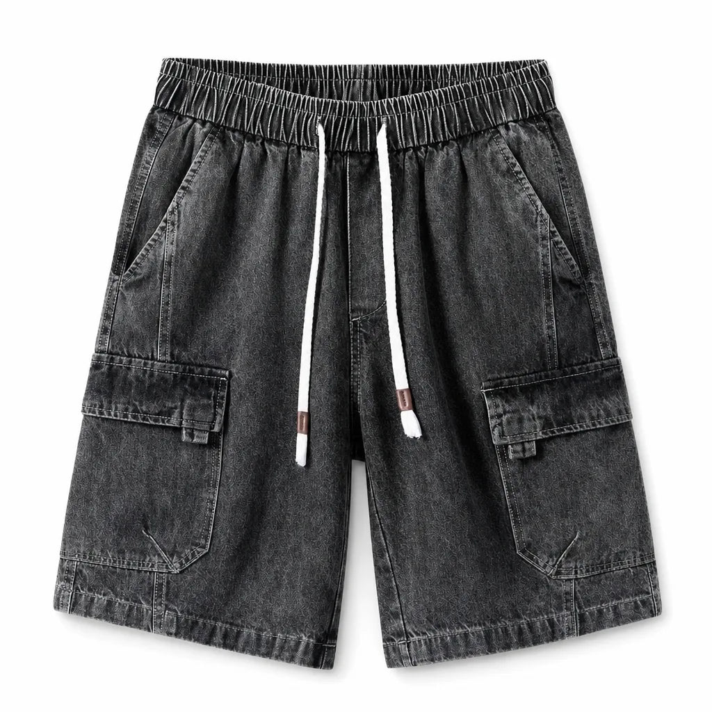 David Cargo Denim Shorts - Color:Black;Size:S