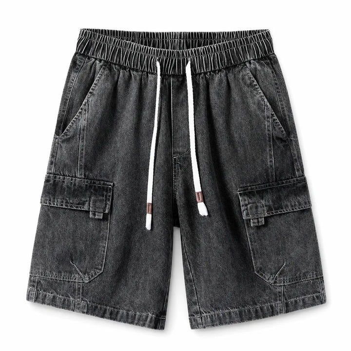 David Cargo Denim Shorts - Color:Black;Size:S