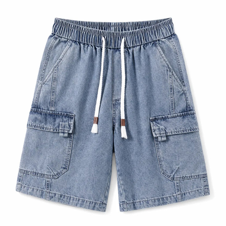 David Cargo Denim Shorts - Color:Blue;Size:S