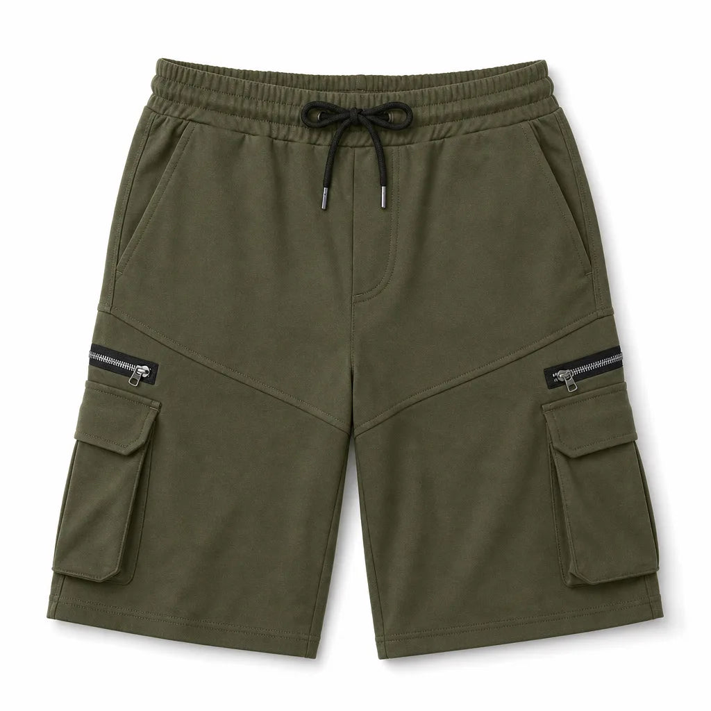 David Cotton Cargo Shorts - Color:Army Green;Size:S