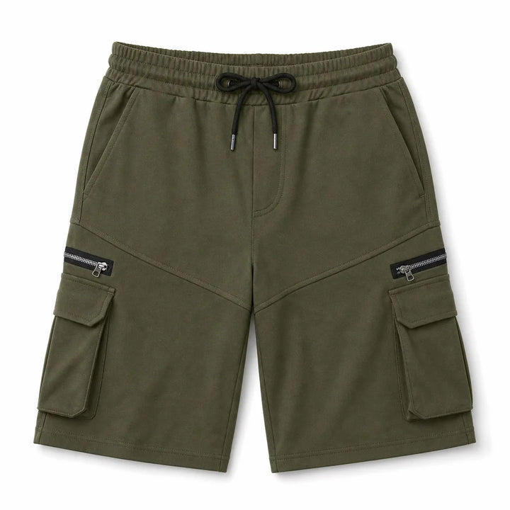 David Cotton Cargo Shorts - Color:Army Green;Size:S