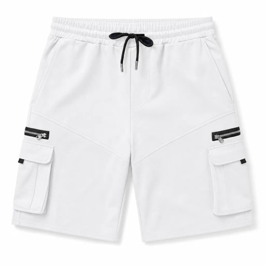 David Cotton Cargo Shorts - Color:White;Size:S