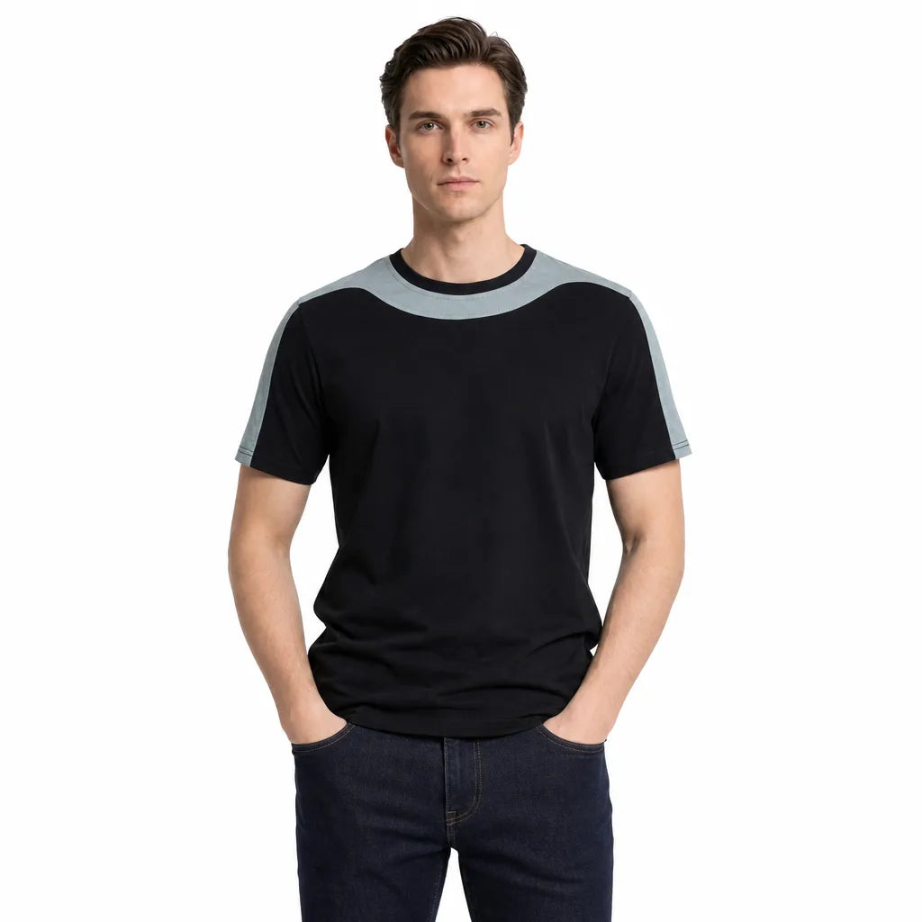 Men's Black / Green Harding Cotton Colorblock T-Shirt