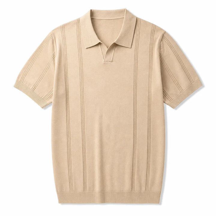 David Jacquard Polo Shirt - Color:Beige;Size:S