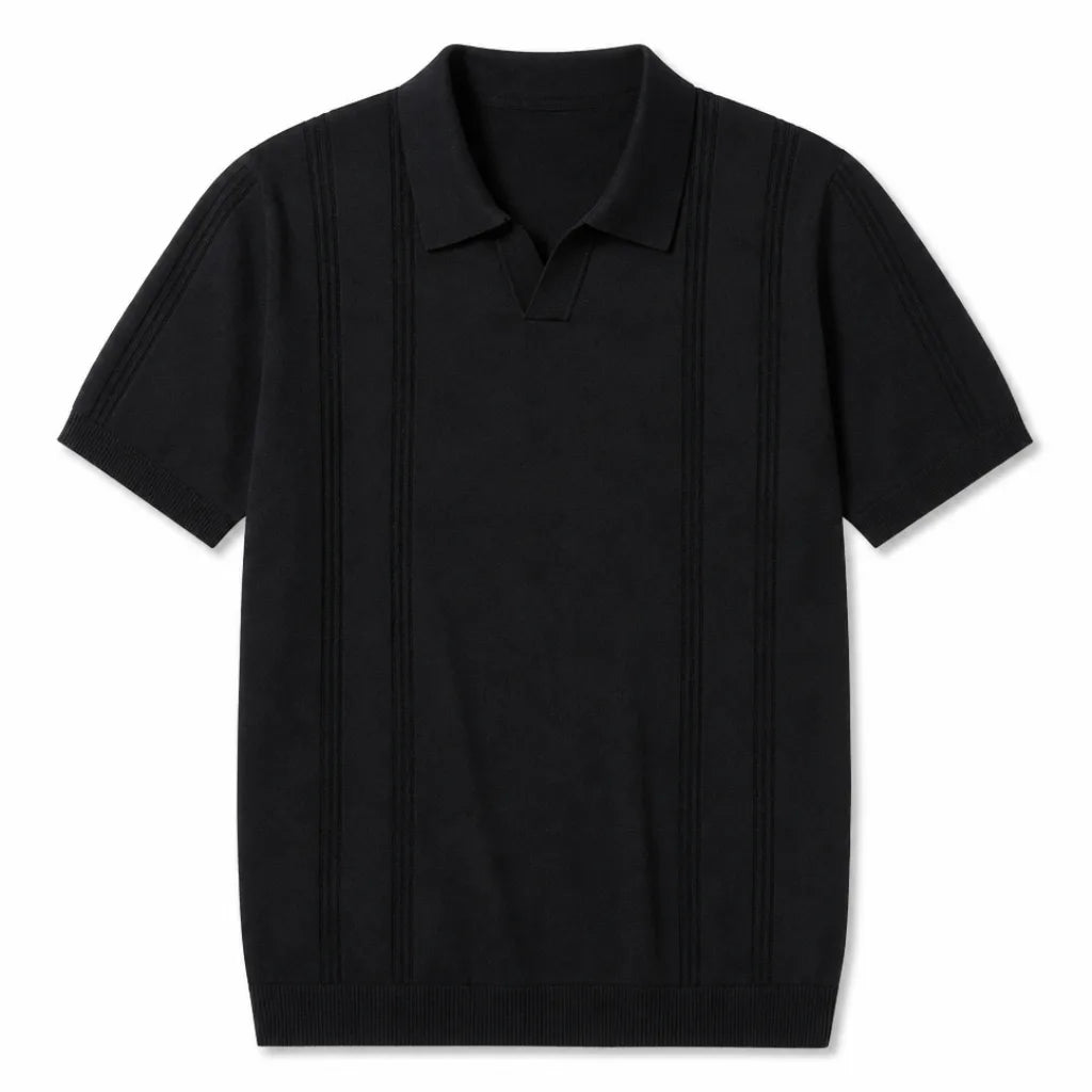 David Jacquard Polo Shirt - Color:Black;Size:S