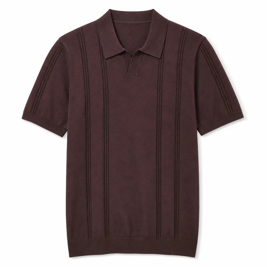 David Jacquard Polo Shirt - Color:Brown;Size:S