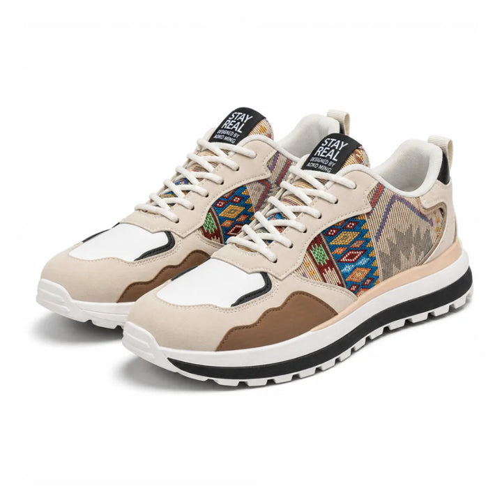 David Low-Top Sneakers - Color:Khaki Brown;Size:39